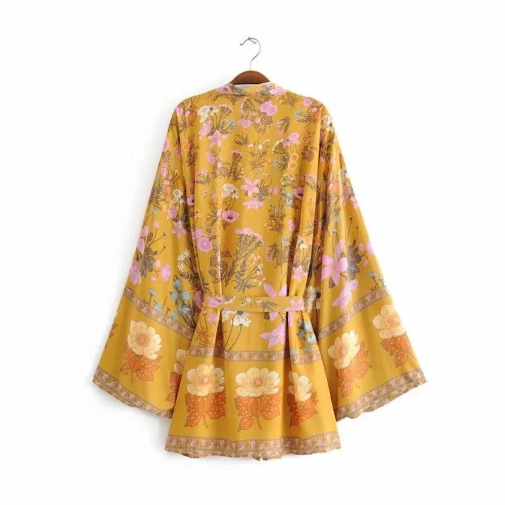 New Wild Bloom Vintage Print Floral Kimono Duster - Picture 6 of 12